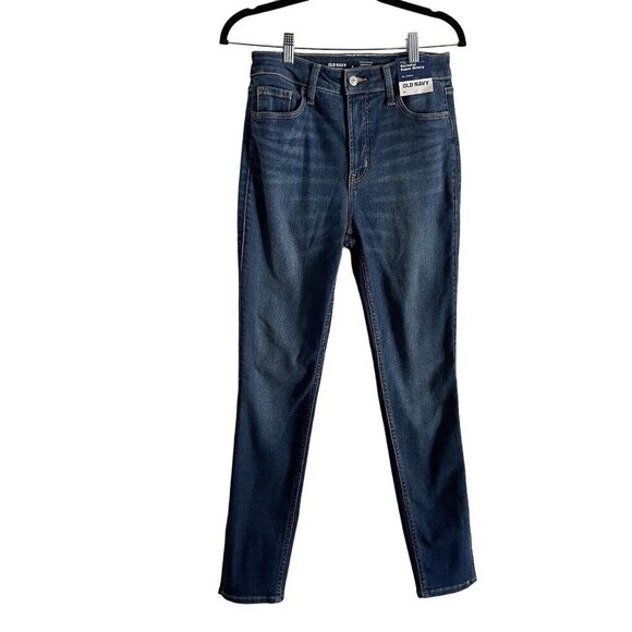 Old Navy Wmn 4 Blue Med Wash Rock Star Super Skinny 360 Degree Stretch Jeans NWT - Picture 1 of 9